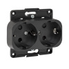 Стокгольм Механизм Розетки 2-местной с/з 16А черный с защ, штор, EKF