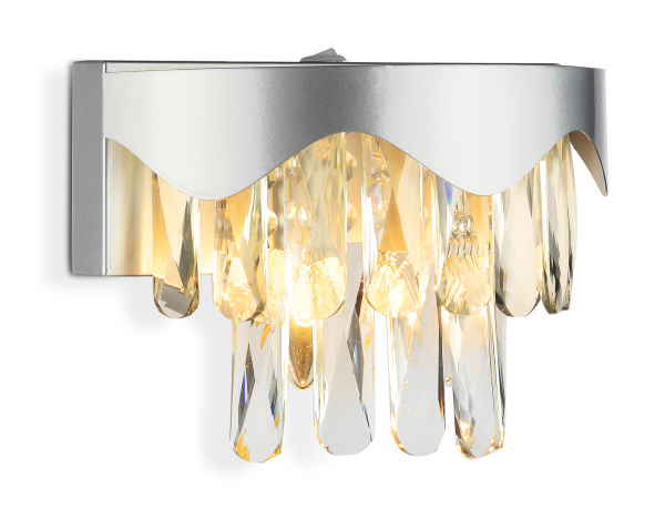 Настенный светильник с выключателем и хрусталем TR5090 SL/CL серебро/прозрачный E14/2 max 40W 260*180*150 Ambrella Light