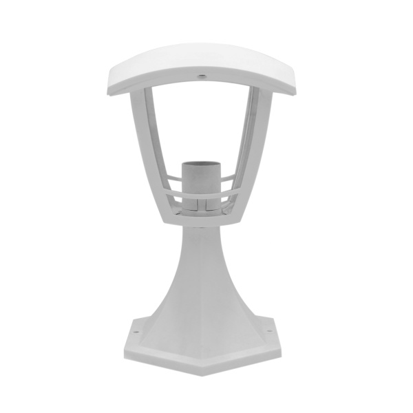 11-156 Светильник садово-парковый, столб малый, «Валенсия», Е27х60Вт, 4-х гранный, пластик, белый, прозрачный поликарбонат, 164х169х290мм, APEYRON