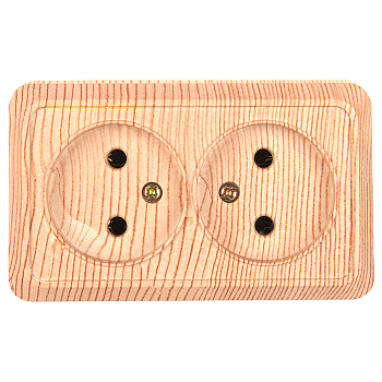 Розетка "Альфа" двойная 2П открытой установки, IP20, 10А, 250В (керамика) сосна General