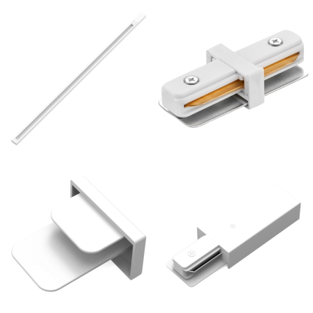 07-40 Комплект из 2 трековых свет-ов на шинопроводе 2х10Вт, 230В/50Гц, 1600лм, 4000К, IP20, белый, 500х50х150мм, накладной однофазный шинопровод, алюм