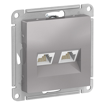 ATLASDESIGN Механизм розетки СУ 2-ая компьютерная RJ45+RJ45 кат.5Е алюминий IP20 Schneider Electric