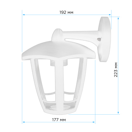 11-166 Светильник садово-парковый, настенный вниз, «Дели 3», Е27х60Вт, 6-ти гранный, пластик, белый, прозрачный поликарбонат, 177х192х223мм... APEYRON