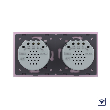 Сенсорный радиоуправляемый выключатель 2 клавиши (1-1), 2 поста Розовый Livolo