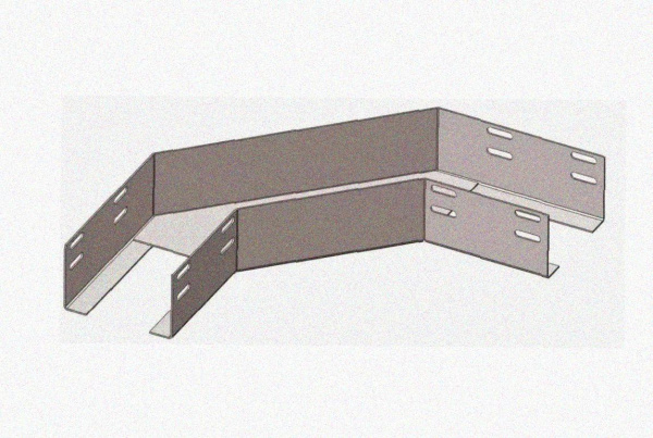 Лоток угловой замковый глухой КГЗГ 300х80-90 УТ1,5 поворот на 90, оцинкованный лист, S0,8