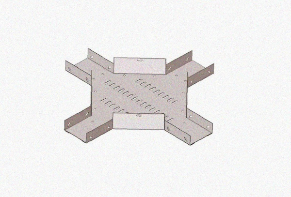 Лоток крестообразный замковый перфорированный КМЗ 300х80 УТ1,5, нержавеющая сталь, S0,8