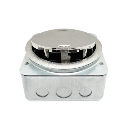 Donel Лючок в пол 4 мод. (2 мод. 45х45 мм.), серебро, круглый, металл, IP65, (с уст. набором)