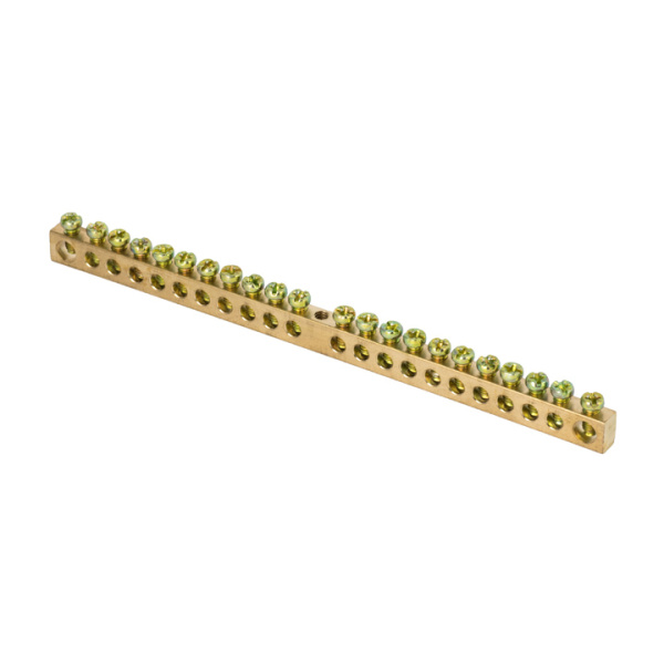 Шина PEN "ноль-земля" (6х9мм) 22 отверстия латунь крепеж по центру PROxima EKF