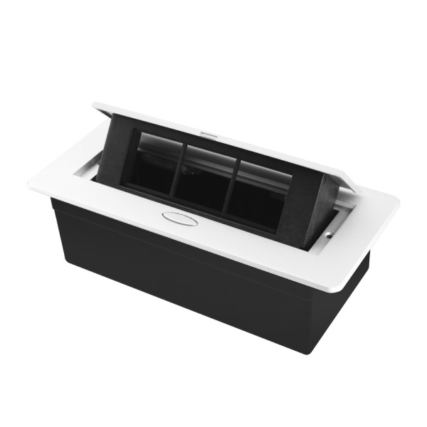 Выдвижной горизонтальный модуль в столешницу для розеток, цвет серый Livolo