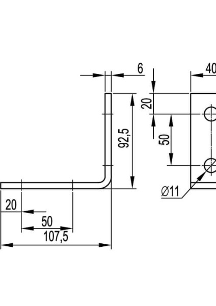 Уголок крепежный двойной, горячеоцинкованный DKC