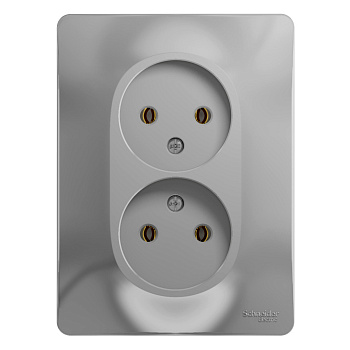 GLOSSA  Розетка СУ 2-м. без з/з в сборе 16А алюминий IP20 Schneider Electric