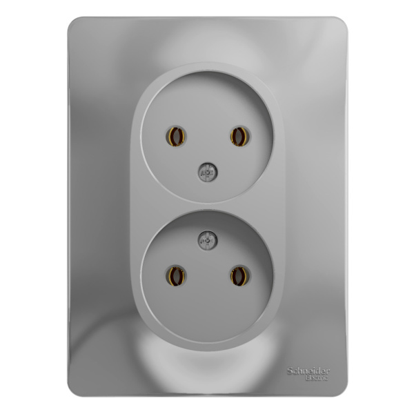 GLOSSA  Розетка СУ 2-м. без з/з в сборе 16А алюминий IP20 Schneider Electric