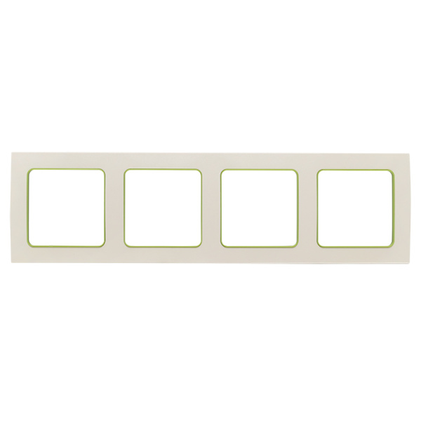 Стокгольм Рамка 4-местная белая с линией цвета зеленый EKF