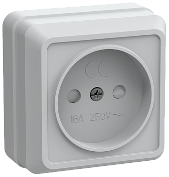Розетка 1-местная ОУ РСш20-2-ОБ без з/з с защитной шторкой 10А ОКТАВА белый IEK
