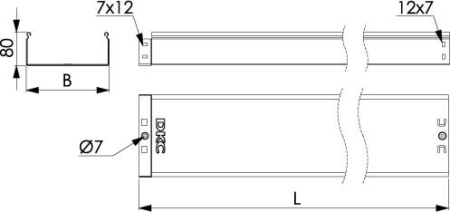 Лоток 500х80 L 2000, горячеоцинкованный DKC