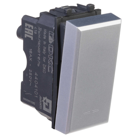 Выключатель модульный "Avanti", "Закаленная сталь", 1 модуль DKC