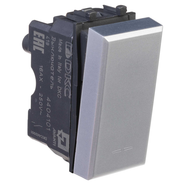 Выключатель модульный "Avanti", "Закаленная сталь", 1 модуль DKC