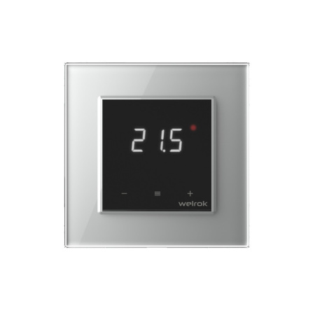 Терморегулятор Welrok LIS для рамки LIVOLO с сенсорным управлением, датчик пола 3 м, цвет черный с серой рамкой