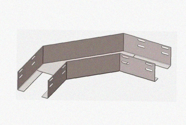 Лоток угловой замковый перфорированный КГЗ 200х100-135 УТ1,5 поворот на 135, оцинкованный лист, S1,5