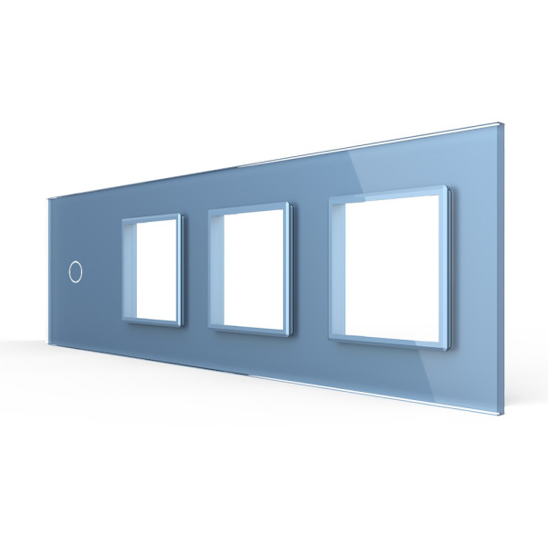 Панель для сенсорного выключателя и 3-х розеток, 1 клавиша, цвет синий, стекло Livolo