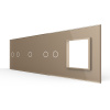Панель для 3-х сенсорных выключателей и розетки, 5 клавиш (2+1+2), цвет золотой, стекло Livolo