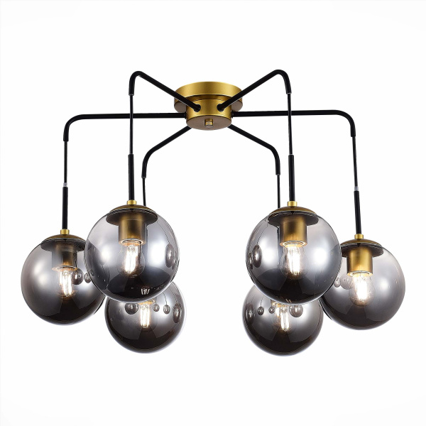 Люстра потолочная Матовое золото/Дымчатый E27 6*60Вт SLE1097-302-06 EVOLUCE