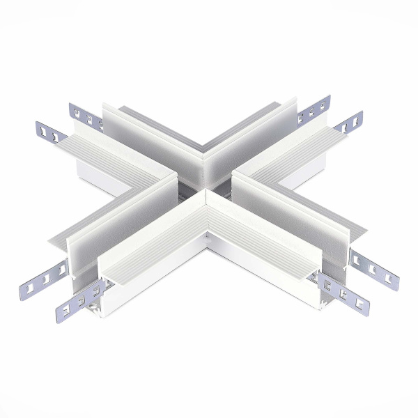 Коннектор X-образный для встраиваемого магнитного шинопровода под ГКЛ 12мм Белый ST007.500.12 ST LUCE