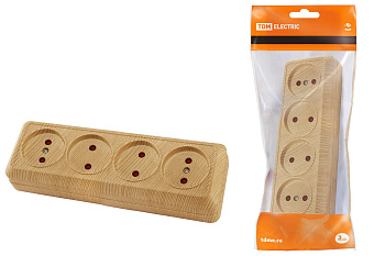 Розетка 4-х местная горизонтальная 2П открытой установки IP20 10A с з/ш сосна "Ладога" TDM Розетка 4-х местная горизонтальная 2П открытой установки IP20 10A с з/ш сосна "Ладога" TDM