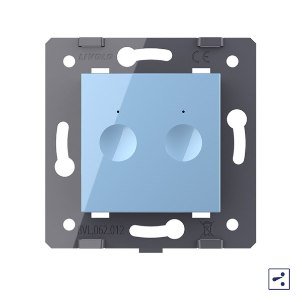 Двухклавишный проходной сенсорный выключатель Module, цвет синий (механизм) Livolo
