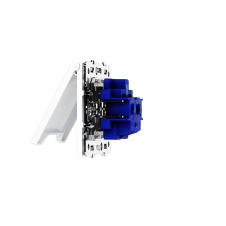 Розетка встраиваемая Voltum S70 с заземлением, защитными шторками и крышкой 16А, (белый глянцевый)
