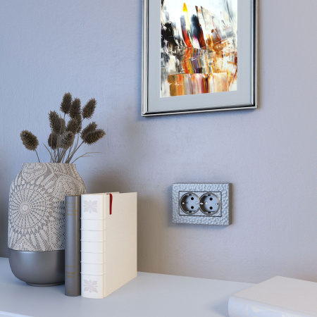 Hammer Рамка для двойной розетки (серебряный) Werkel