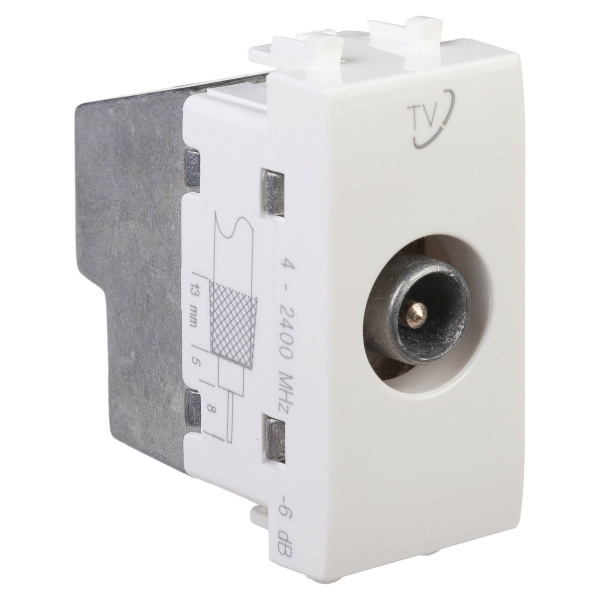 Розетка TV проходная модульная, "Avanti", "Белое облако", 1 модуль DKC