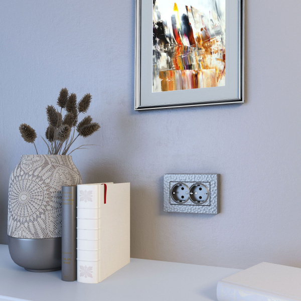 Hammer Рамка для двойной розетки (серебряный) Werkel