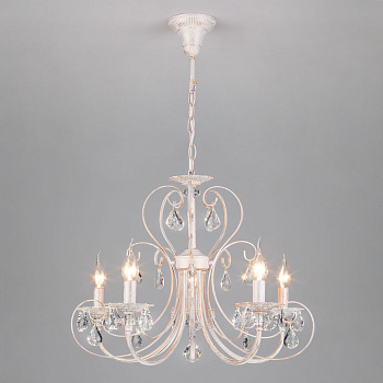 Люстра с хрусталем 5*E14 60Вт белый с золотом IP20 Alda (3305/5 белый с золотом) Eurosvet