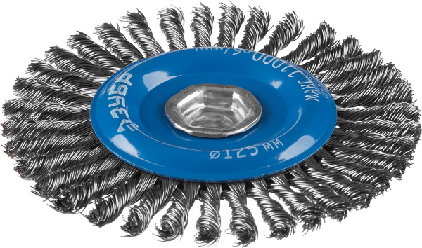 Профессионал. Щетка дисковая для УШМ, плетеные пучки стальной проволоки 0,5мм, 125ммхМ14 ЗУБР