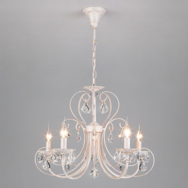 Люстра с хрусталем 5*E14 60Вт белый с золотом IP20 Alda (3305/5 белый с золотом) Eurosvet