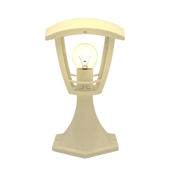 11-156 Светильник садово-парковый, столб малый, «Валенсия», Е27х60Вт, 4-х гранный, пластик, белый, прозрачный поликарбонат, 164х169х290мм, APEYRON