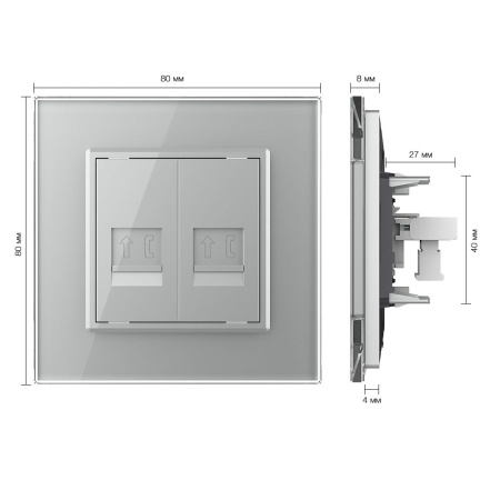 Розетка телефон двойная Серая Livolo