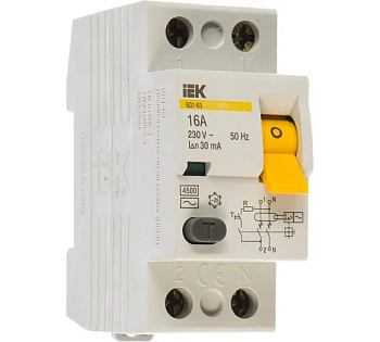 Устройство защитного отключения УЗО ВД1-63 2П 16А 30мА Home IEK