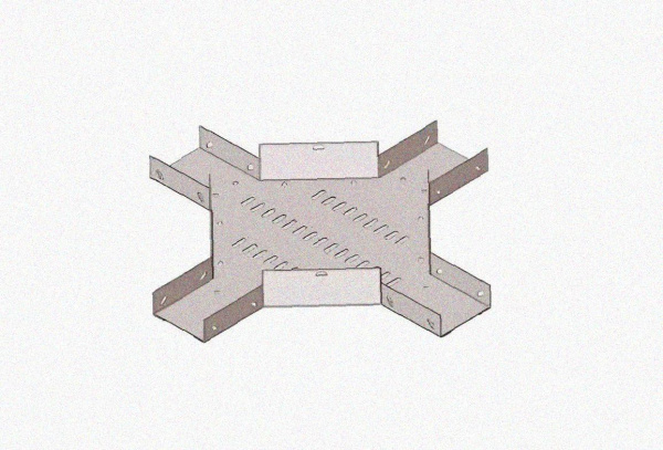 Лоток крестообразный замковый перфорированный КМЗ 400х80 УТ1,5, нержавеющая сталь, S0,8