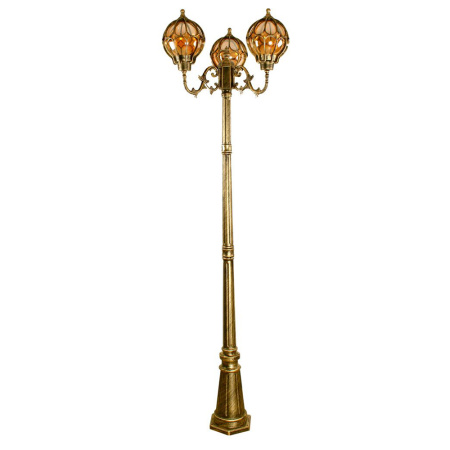 Светильник садово-парковый Feron PL3709 круглый, столб 3*60W 230V E27, черное золото