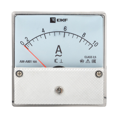 Амперметр AMA-801 аналоговый на панель (80х80) круглый вырез 10А прямое подключение EKF