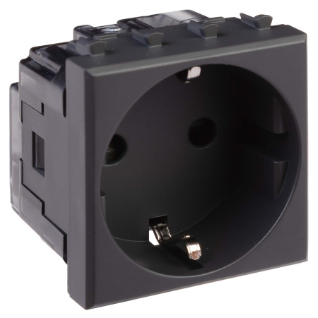 Розетка модульная, 2P+E, с з/ш, "Avanti", "Черный матовый", 2 модуля DKC