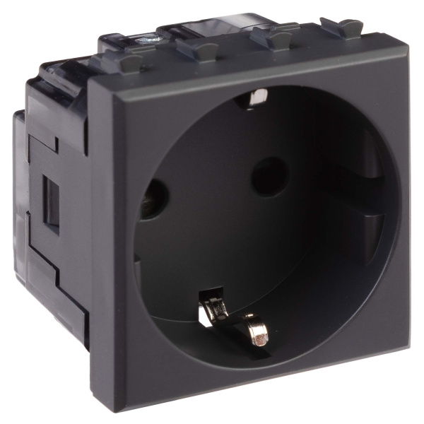 Розетка модульная, 2P+E, с з/ш, "Avanti", "Черный матовый", 2 модуля DKC