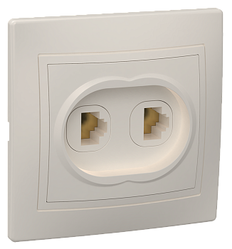 Розетка 2-местная телефонная РТ12-ККм КВАРТА кремовый IEK