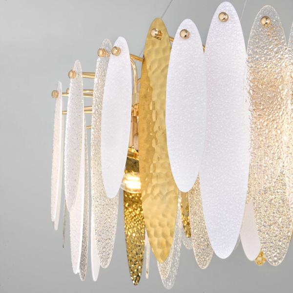 Подвесная люстра с фактурным стеклом 10*E14 60Вт золотой IP20 Canaria (326/10 золото) Bogate's