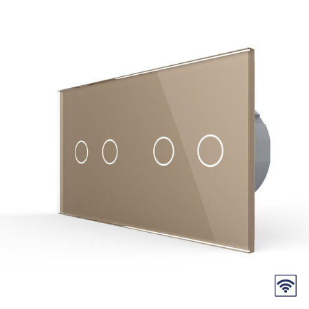 Сенсорный радиоуправляемый выключатель 4 клавиши (2-2), 2 поста Золотой Livolo