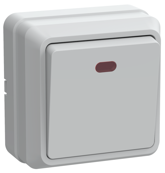 Выключатель 1-клавишный ОУ с индикацией ВС20-1-1-ОБ 10А ОКТАВА белый IEK