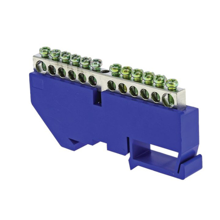 Шина "0" N (6x9мм) 12 отв, цинк синий изолятор на DIN-рейку PROxima EKF