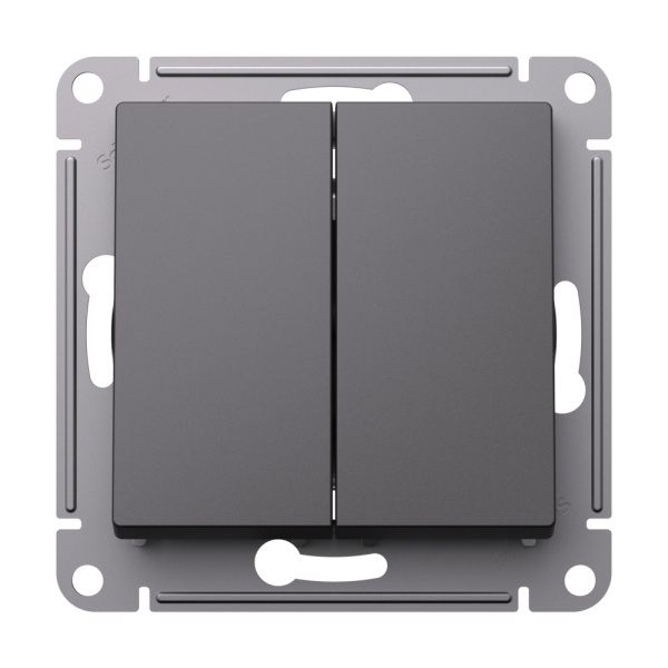 ATLASDESIGN 2-клавишный ПЕРЕКЛЮЧАТЕЛЬ, перекрестный, 2 x сх. 7, 10АХ, механизм, БАЗАЛЬТ Schneider Electric